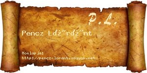 Pencz Lóránt névjegykártya